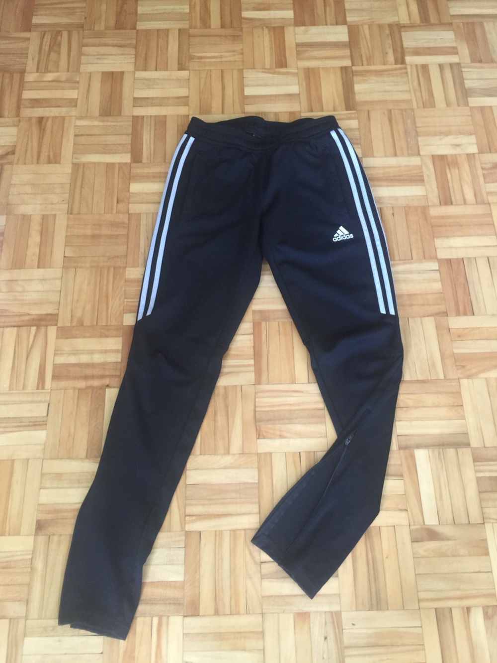 adidas Black Joggers with White Side Stripes - Kids